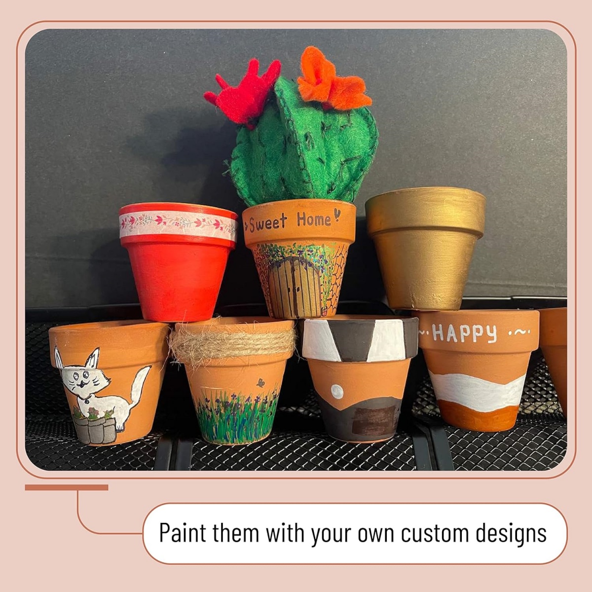 6pcs 4 inch Terracotta Pots Fl - Cactus Mix Pot recension och pris